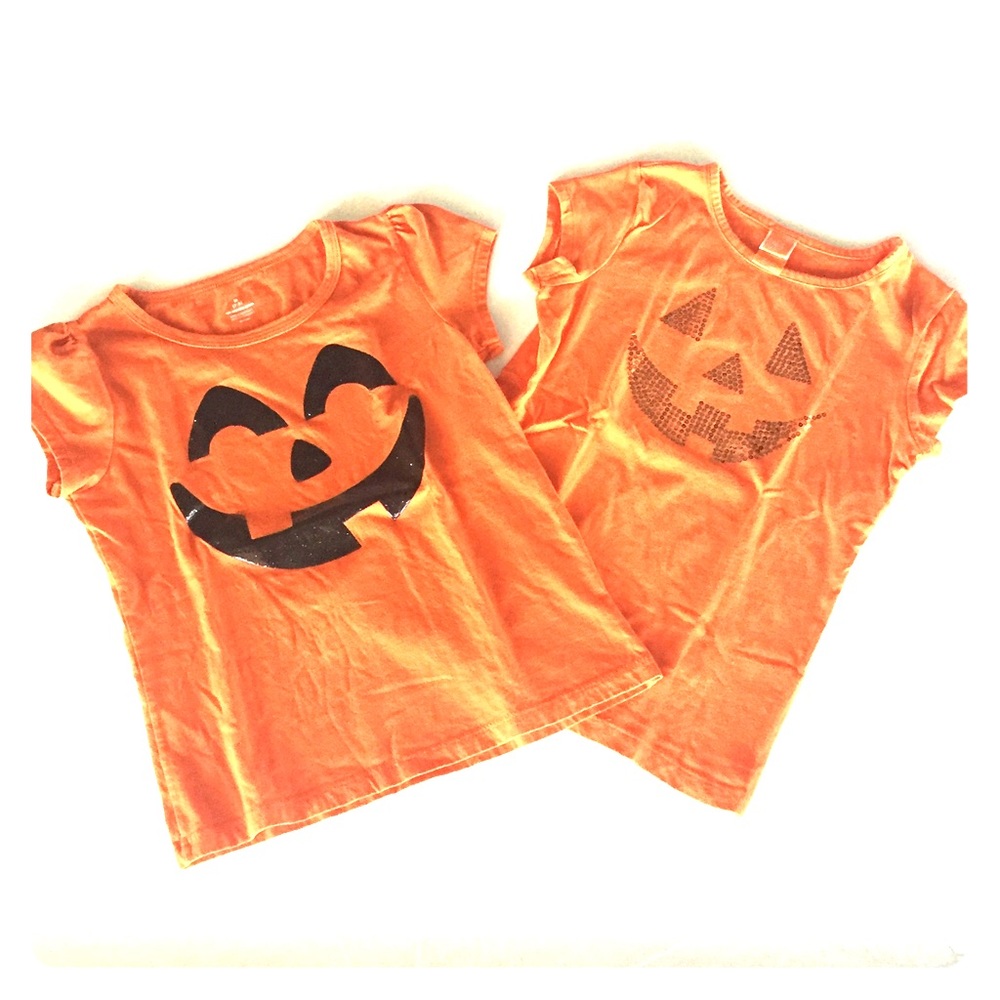 2 Cap Sleeve Halloween Shirts - Size Medium ( 7 - 8 )